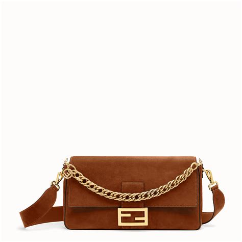 brown suede fendi bag|fendi brown baguette bag.